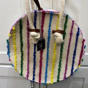 NWT Colorful Striped Round Tote Bag